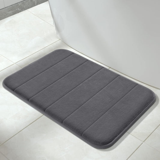 Yimobra Memory Foam Bath Mat Rug, 24 x 17 Inches, Comfortable, Soft, Non-Slip, Super Absorbent, Quick Drying Bathroom Rug for Floor, Tub & Shower, Machine Washable, Thick, Dark Gray