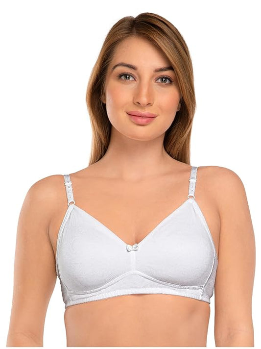 Women's Girls Cotton Brassiere Non-Padded Wire-Free Full Coverage Comfort-fit with Strap Adjustment Everyday Use Seamless T-Shirt Bra - NDSZN