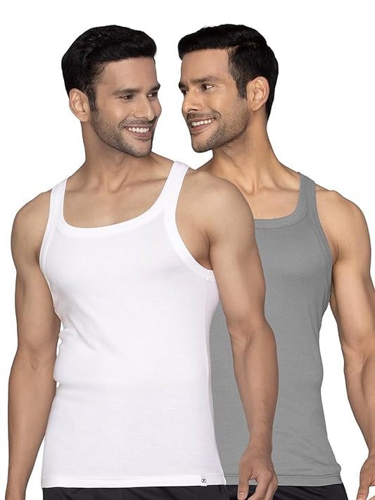 XYXX Men's Pace 100% Super Combed Cotton Square Neck Regular Fit Sleeveless Vest (Pack of 2)