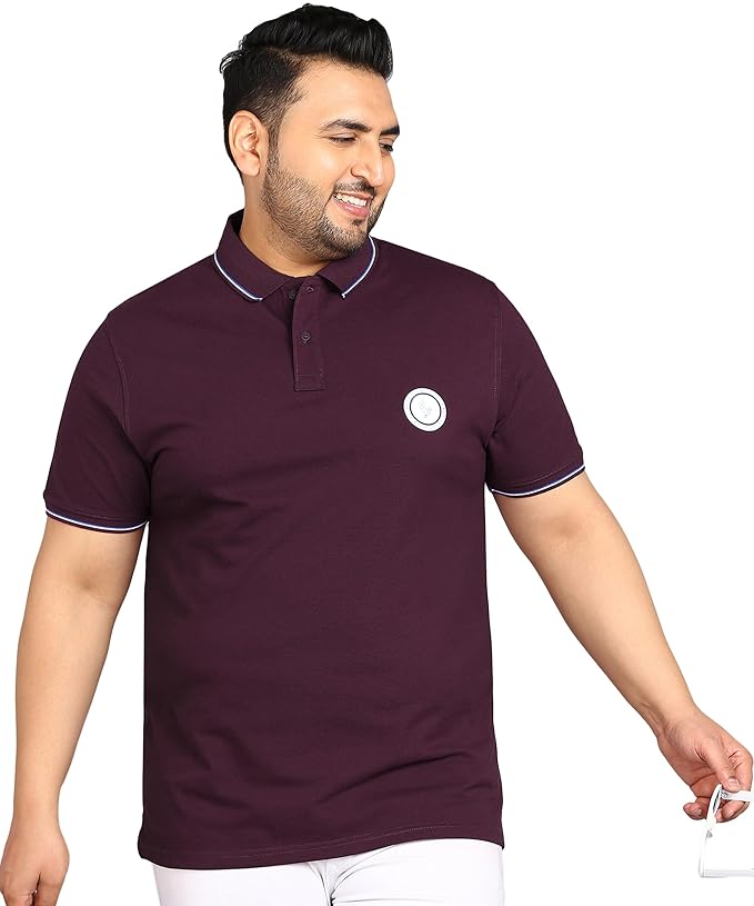 Alan Jones Clothing Colorblock Polo Collar Regular Fit T-Shirt for Plus Size Men