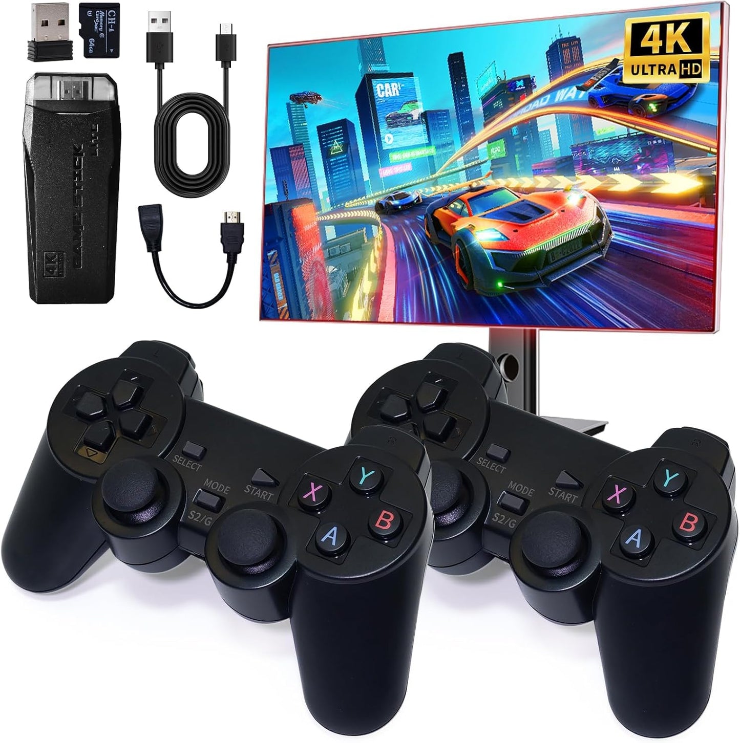 2025 Video Game for Tv | Video Games for Tv Gaming | Wireless Retro Gaming Console 4K HD | Plug & Play Video Games for TV | 21K+ Games | 10 Emulators | Dual-Players Game Stick for Kids