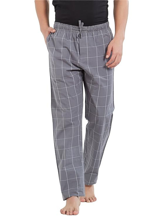 XYXX Men's Checkmate 100% Super Combed Cotton Casual Style Pyjamas With Dual Side Pockets And No Marks Waistband