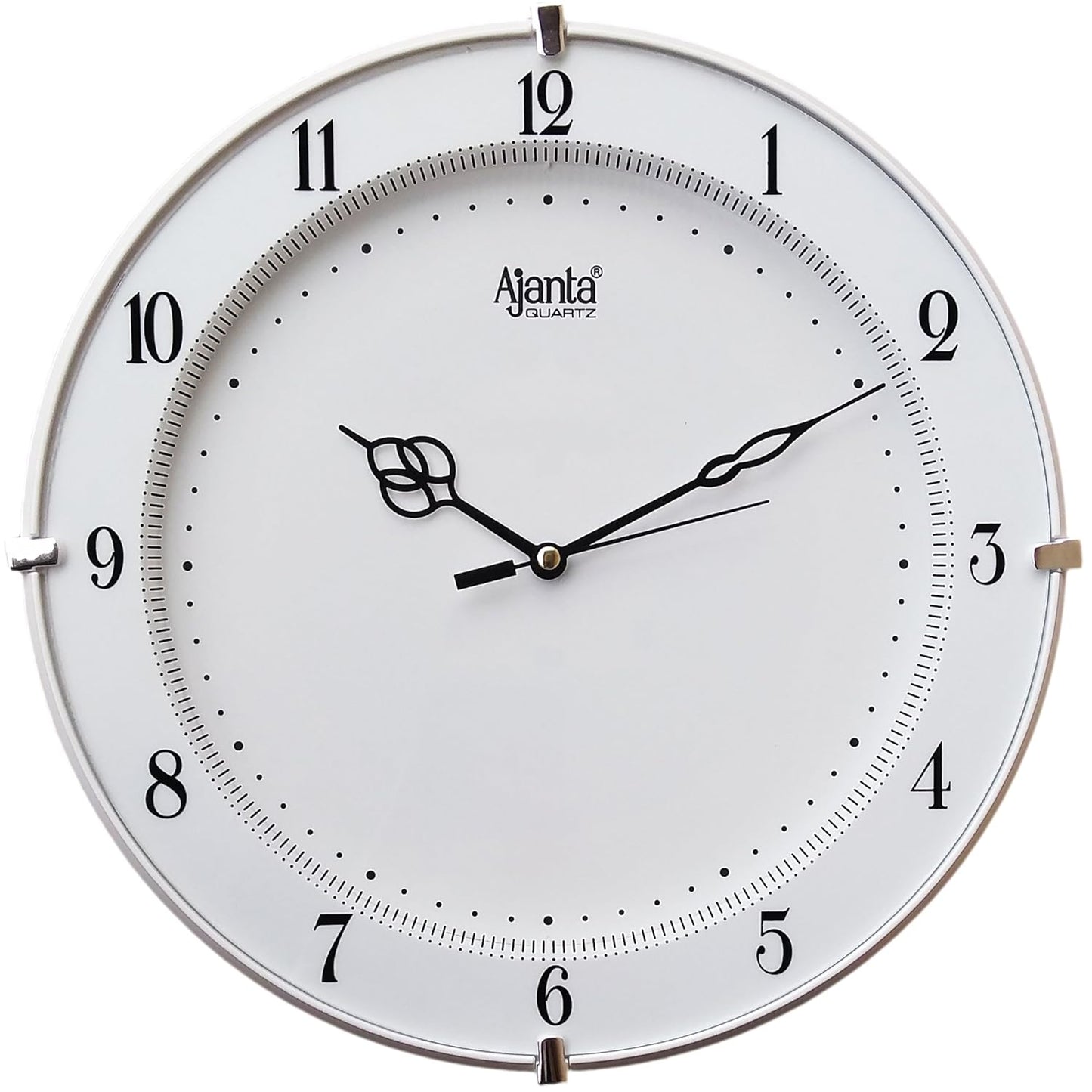 Ajanta Plastic Abstract Wall Clock (28 Cm X 28 Cm X 3.5 Cm, White) - Analog