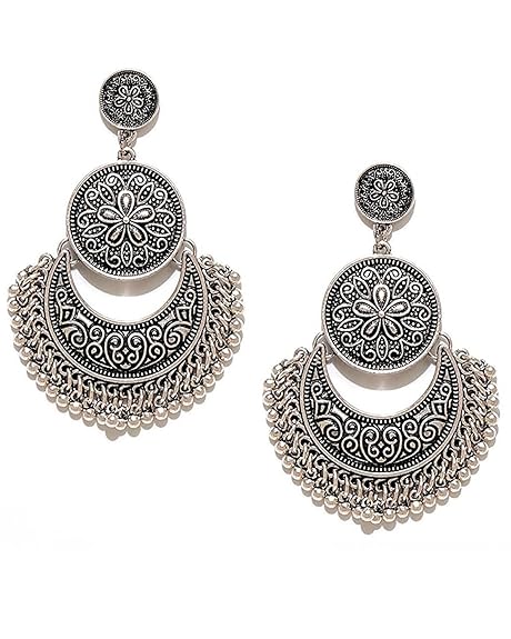 YouBella Fashion Jewellery for women Afghani Tribal Oxidised Dangler Earrings for Girls and Women