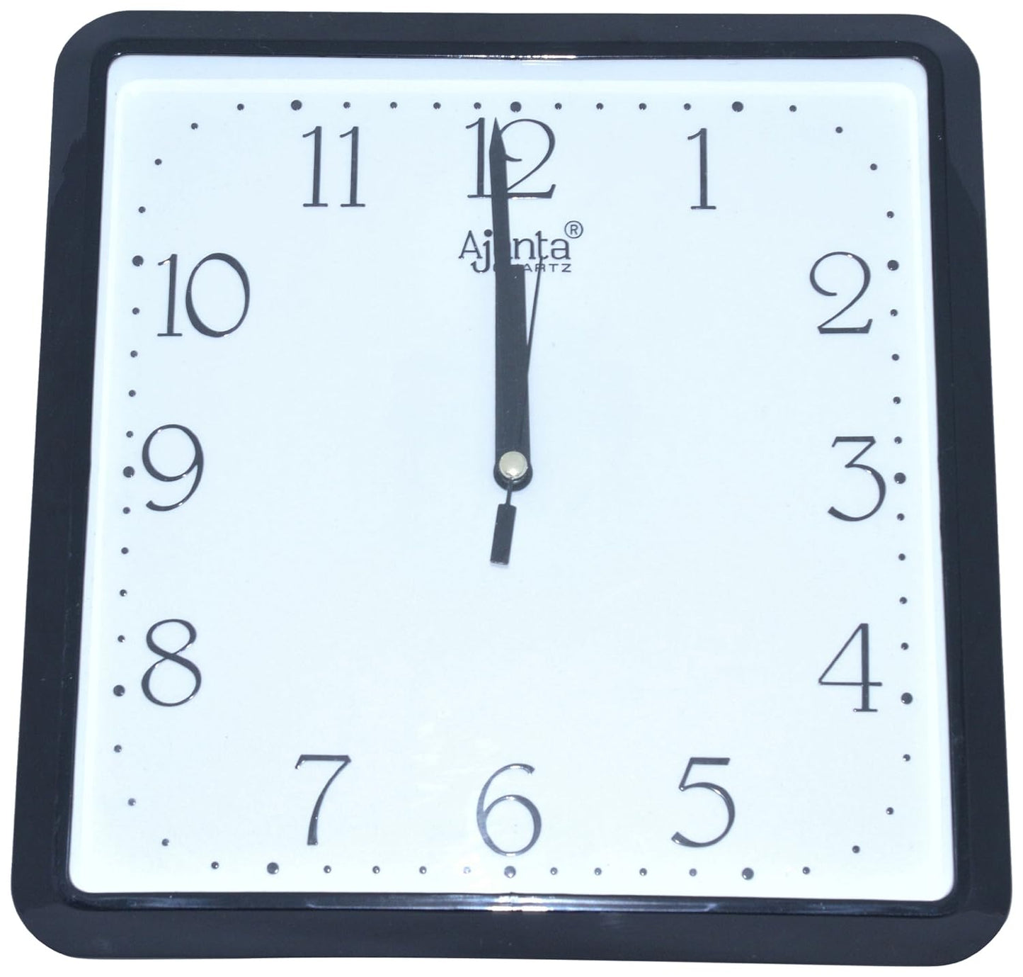 Ajanta Simple Clock (Black, 907), 21.6 Cm X 21.3 Cm X 3.4 Cm - Analog, Plastic