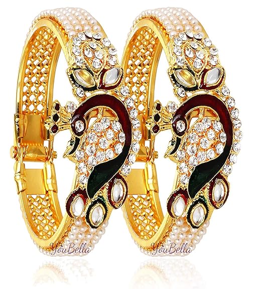 YouBella Jewellery Traditional Gold Plated Bracelet Bangle Set for Girls and Women