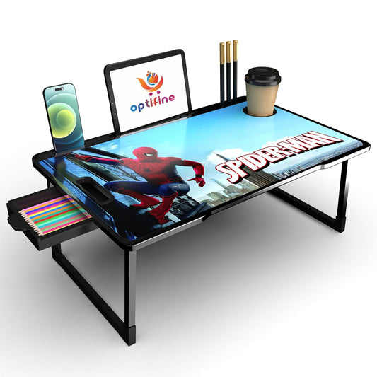 OPTIFINE Study Table for Students Bed Table for Study Foldable Laptop Table Portable & Lightweight Mini Table Bed Reading Table,Laptop Stands, Laptop Desk (BC-US-Spiderman)