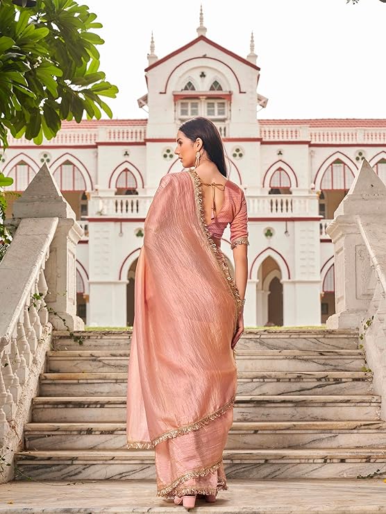 Women's Plain Organza Solid Saree