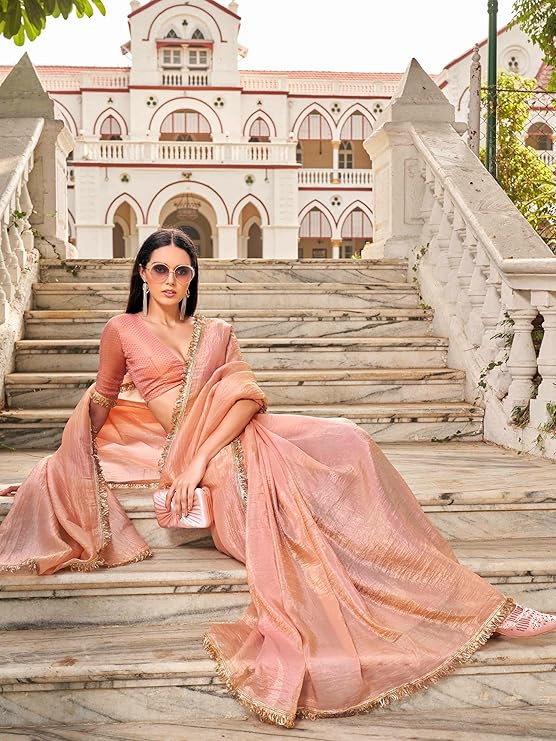 Women's Plain Organza Solid Saree