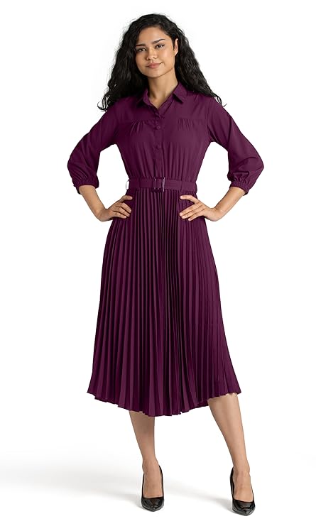 AASK Designer Plated Crape Dress for Women Stylish