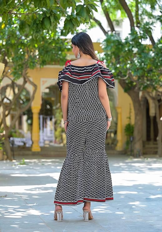 Women's Maxi Cotton Geometric Two Piece Dress for Women