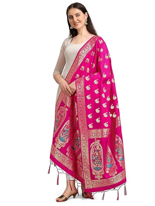 Women's Woven Banarasi Silk Zari Dupatta/Chunni, Width 1 Meter, Length 2.5 Meter