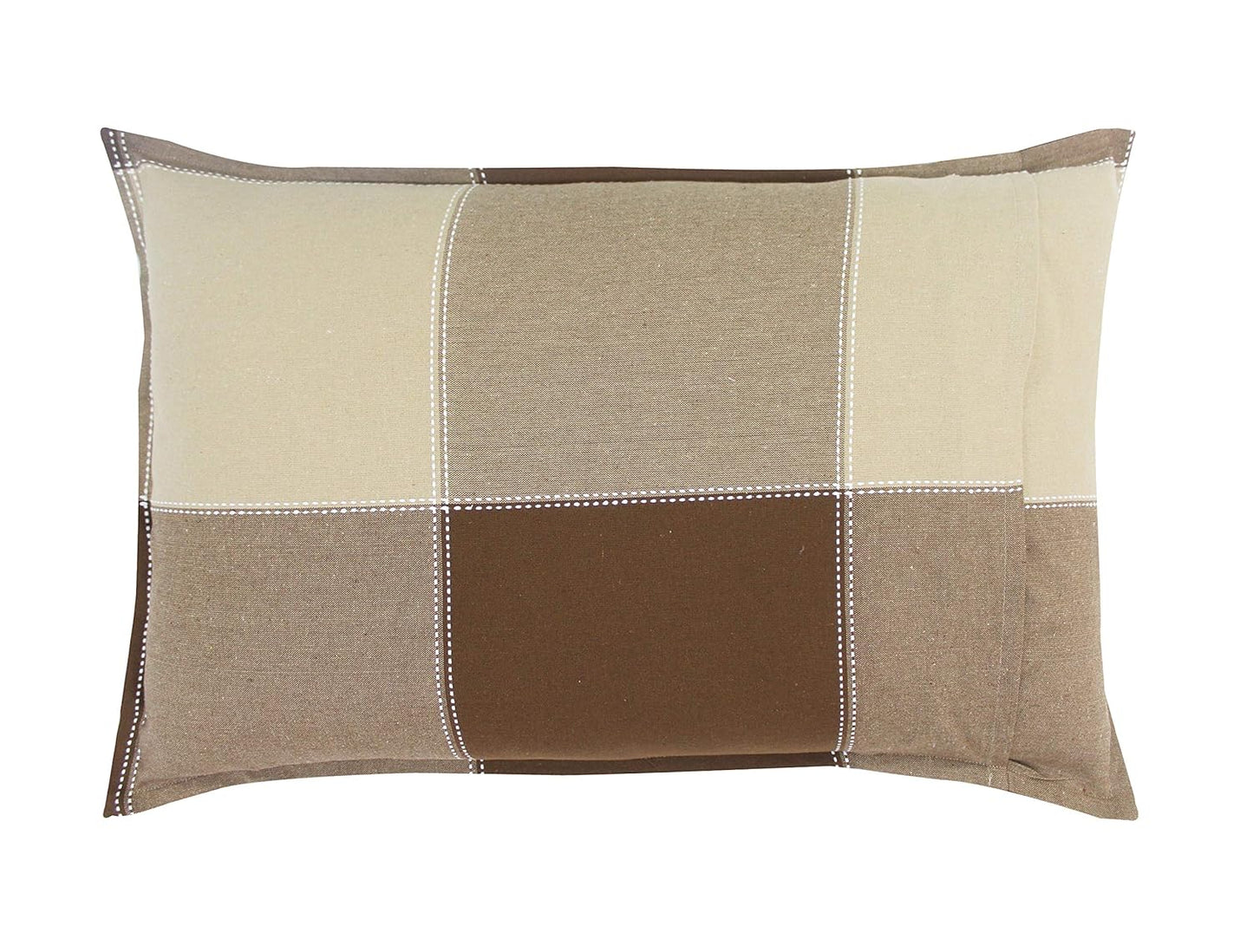 Airwill 100% Cotton Checkered Pattern Flap Pillow Covers (46x69cm)(Brown, Beige, Pack of 2 Pieces)