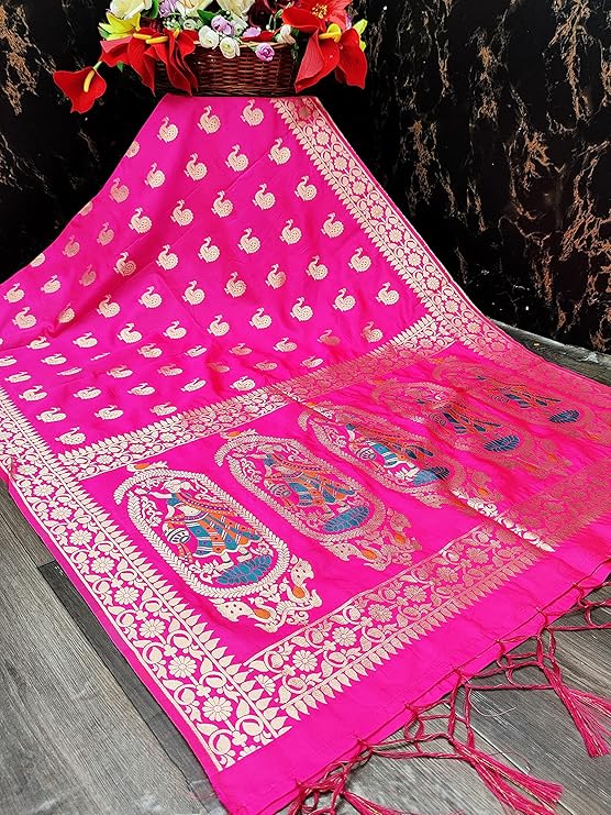 Women's Woven Banarasi Silk Zari Dupatta/Chunni, Width 1 Meter, Length 2.5 Meter