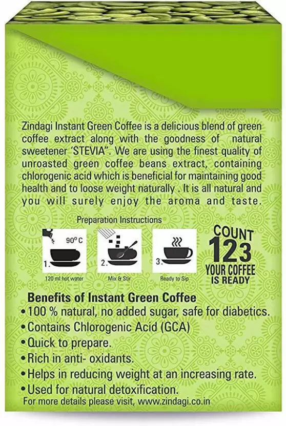 Zindagi Green Coffee Powder Sachets & Fosstevia Liquid Drops Combo  (2)